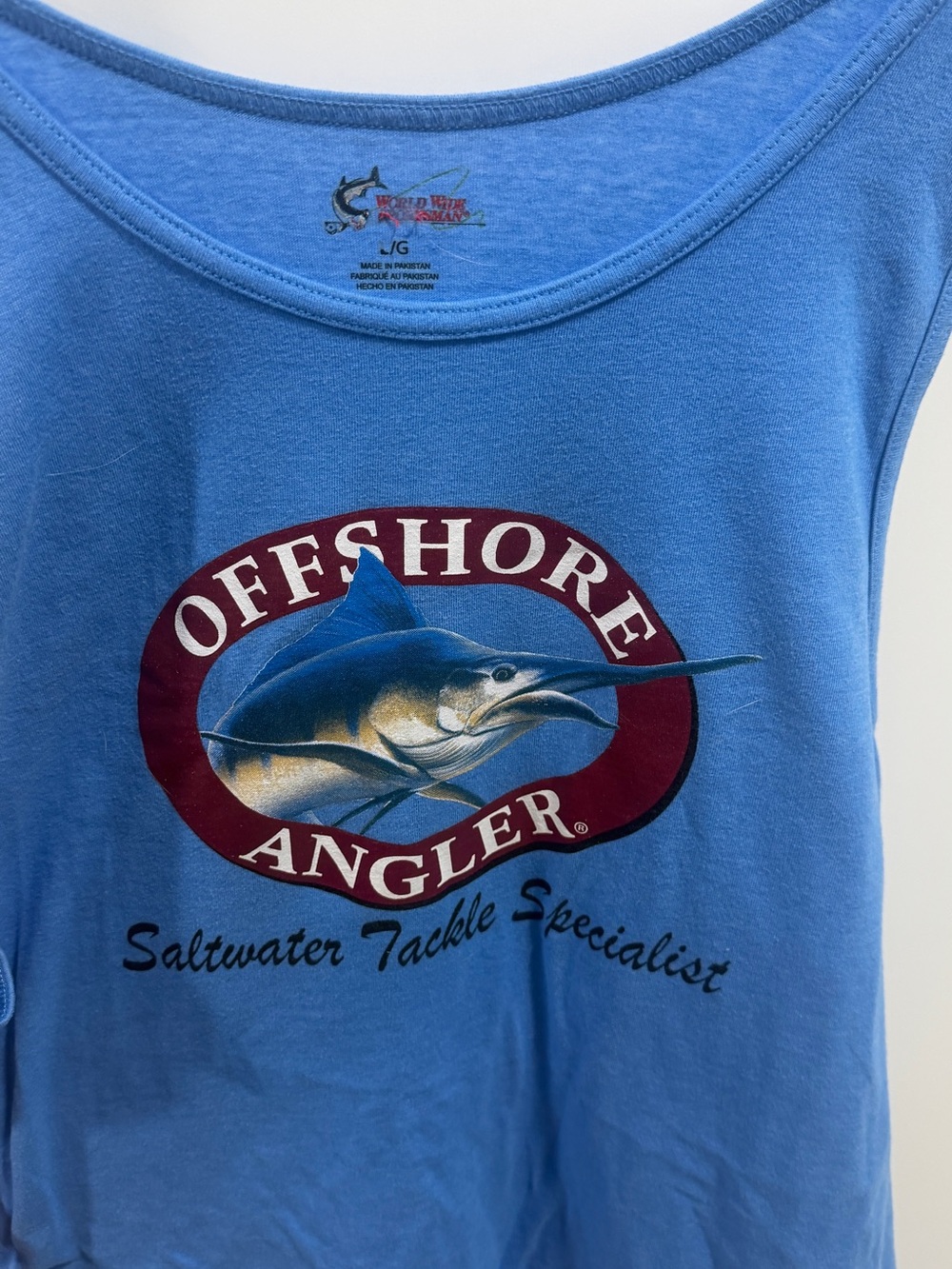 Bass Pro Shops Blue Offshore Angler Tank Top with Maroon Logo